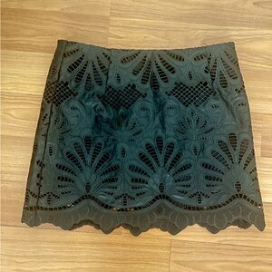 H&M Elegant Black Imitation Leather Lace cut out Skirt